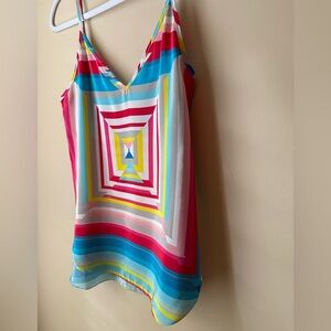 ⭐️SOLD⭐️ AMANDA UPRICHARD Vintage Geo Multi Square Rainbow Silk Tank